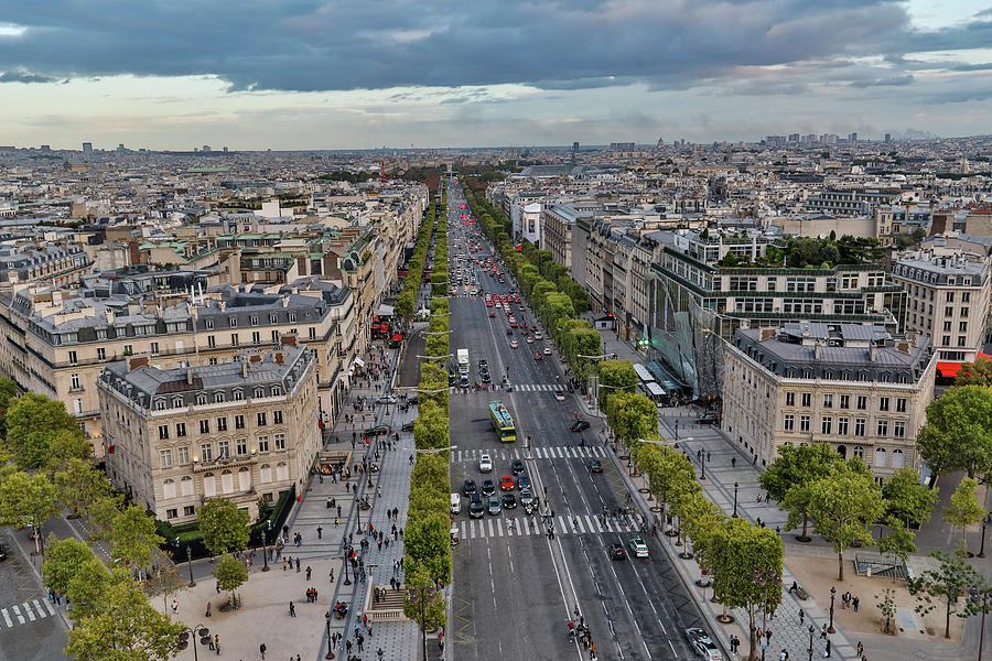 View From Top Of Arc De Triomphe Photograph by Darrell Gulin