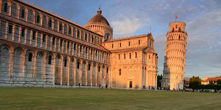 View Of The Duomo And Leaning Tower In The Evening Light, Pisa, Toscana, Italy #2 Photograph by Thomas Stankiewicz