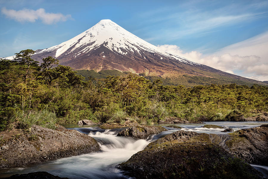 View Over Somersault waterfalls Of The Rio Petrohue To The Osorno Volcano, Region De Los Lagos, Chile, South America #2 Photograph by Gnther Bayerl