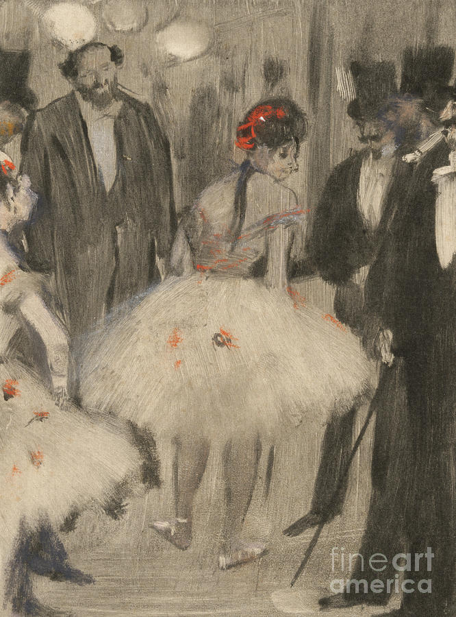 Virginie being Admired while the Marquis Cavalcanti Looks On Pastel by Edgar Degas