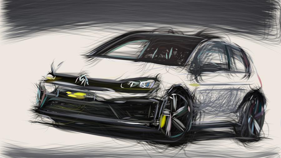 Volkswagen Golf R 400 Drawing #3 Digital Art by CarsToon Concept
