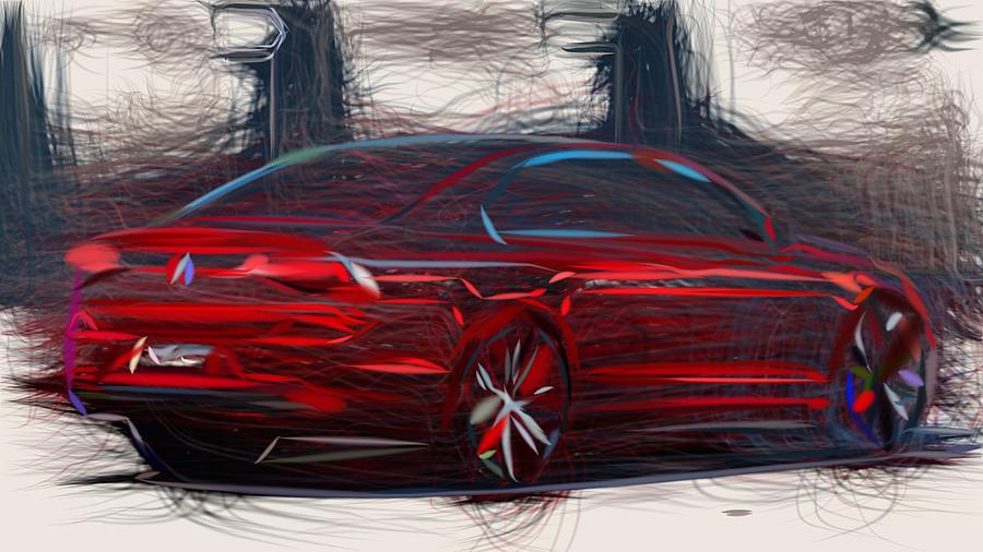 Volkswagen Midsize Coupe Drawing #3 Digital Art by CarsToon Concept