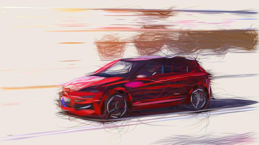 Volkswagen Polo GTI Drawing #3 Digital Art by CarsToon Concept