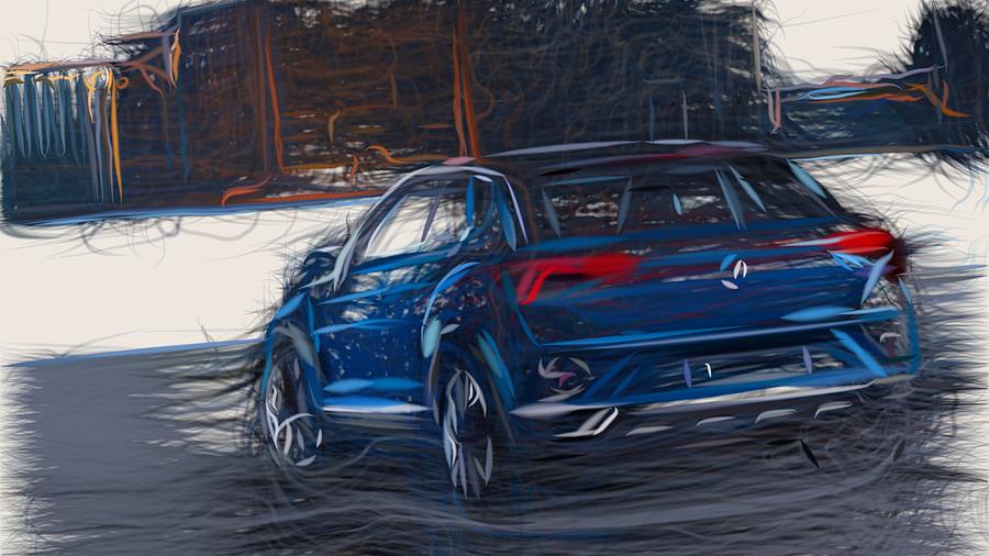 Volkswagen T Roc Drawing #3 Digital Art by CarsToon Concept