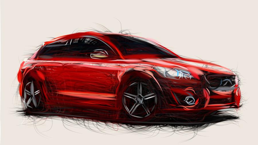 Volvo C30 R Draw #2 Digital Art by CarsToon Concept