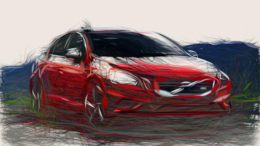 Volvo S60 R Draw #2 Digital Art by CarsToon Concept