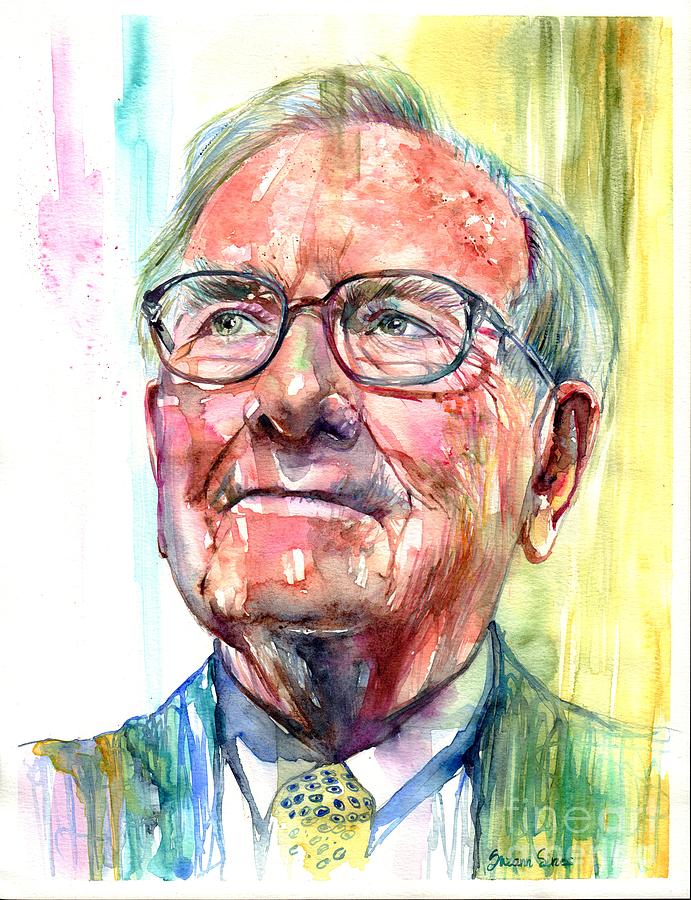 Omaha Painting - Warren Buffett portrait #2 by Suzann Sines