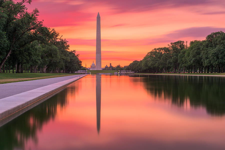 Cityscape Photograph - Washington Monument On The Reflecting #2 by Sean Pavone