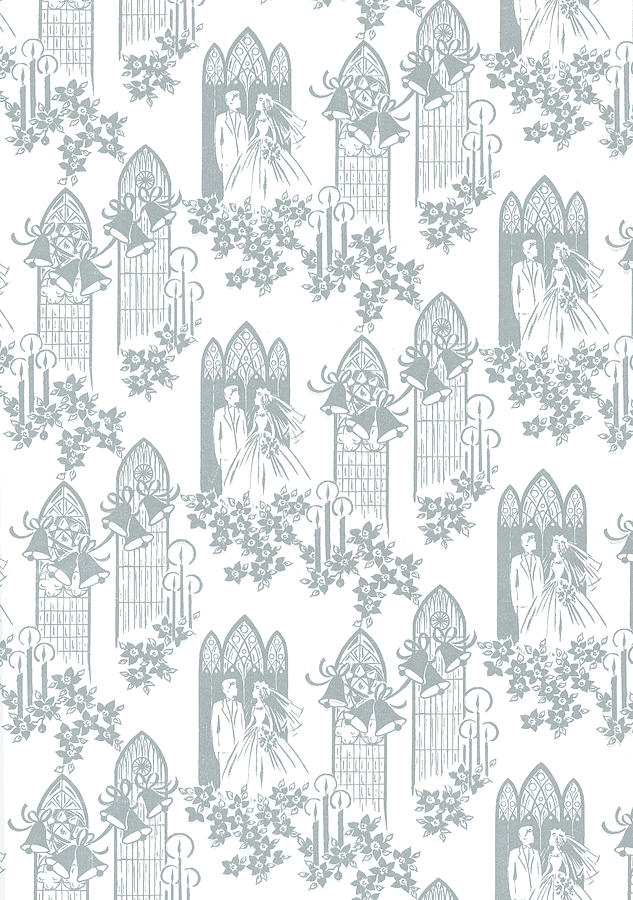 Vintage Drawing - Wedding Pattern #2 by CSA Images