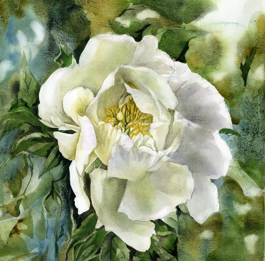 White Peony #2 Painting by Alfred Ng