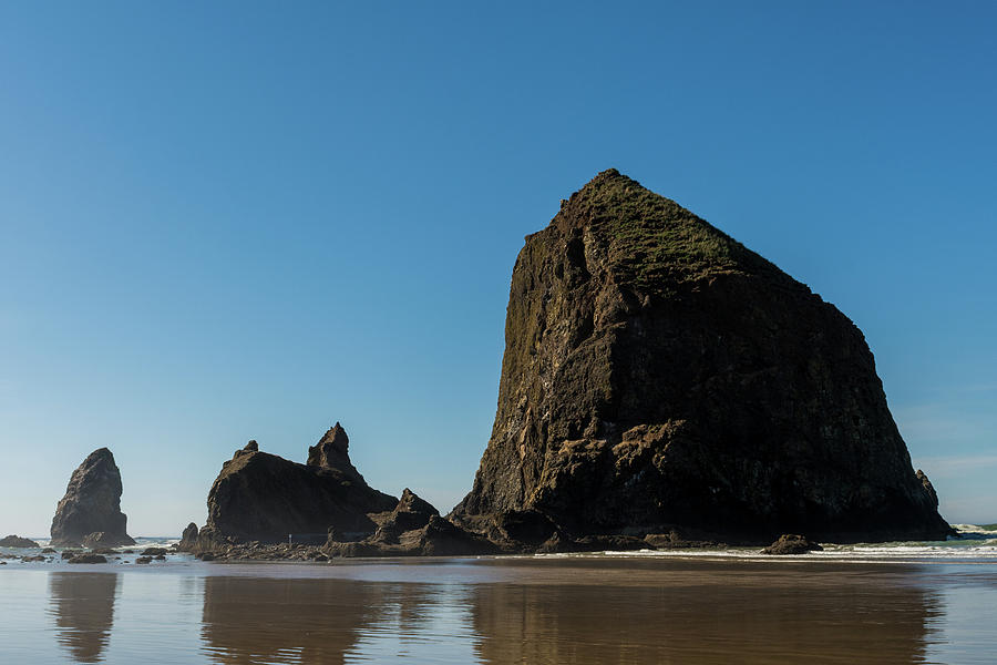 Wide View Of The Huge Haystack Rock In Cannon Beach, Oregon, Usa. Photograph