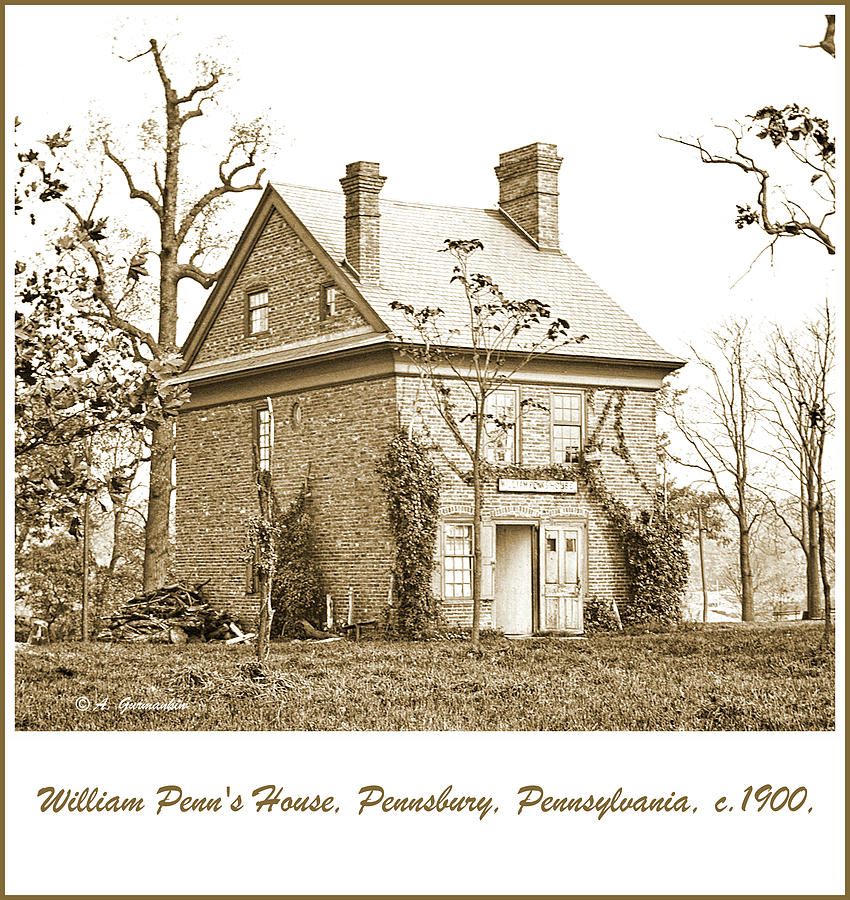 William Penns House, Pennsbury, Pennsylvania, c.1900, Vintage P #2 Photograph by A Macarthur Gurmankin
