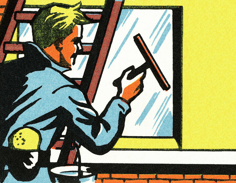Vintage Drawing - Window washer #2 by CSA Images