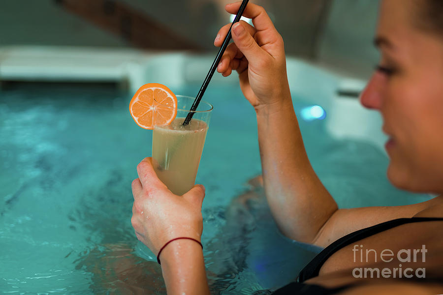 Wellness Photograph - Woman Enjoying Hot Tub In A Spa #2 by Microgen Images/science Photo Library
