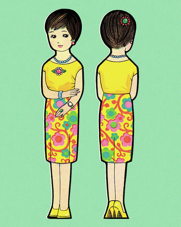 Vintage Drawing - Woman Front and Back #2 by CSA Images