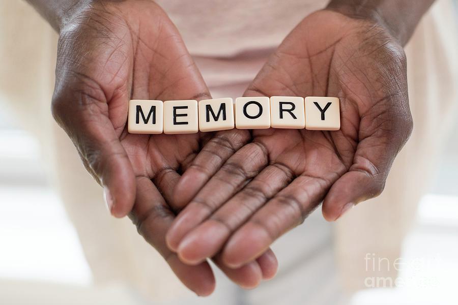 Woman Holding Word Memory #2 Photograph by Science Photo Library