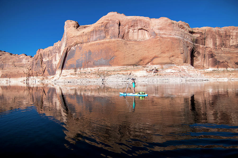 Woman Paddle Boarding, Lake Powell Photograph by Suzanne Stroeer - Pixels