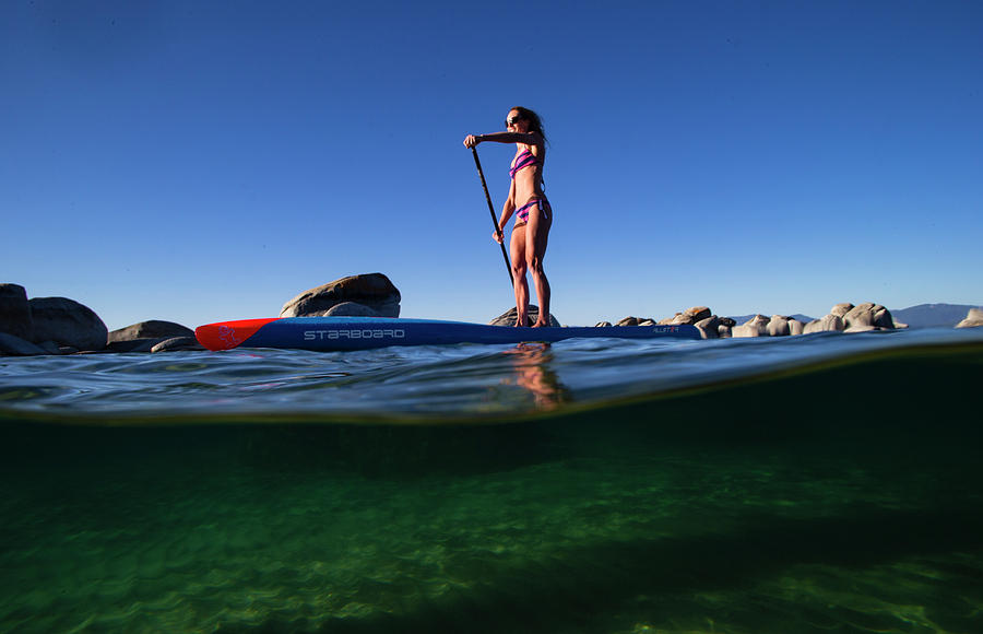 Woman Paddleboarding In The Lake, Lake #2 Photograph by Panoramic Images
