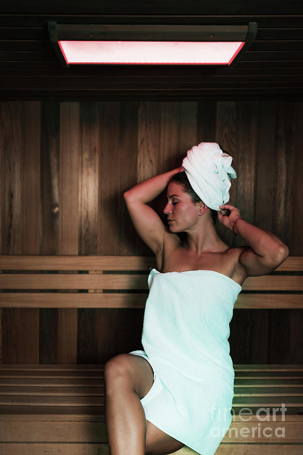 Woman Relaxing In Sauna #2 Photograph by Microgen Images/science Photo Library