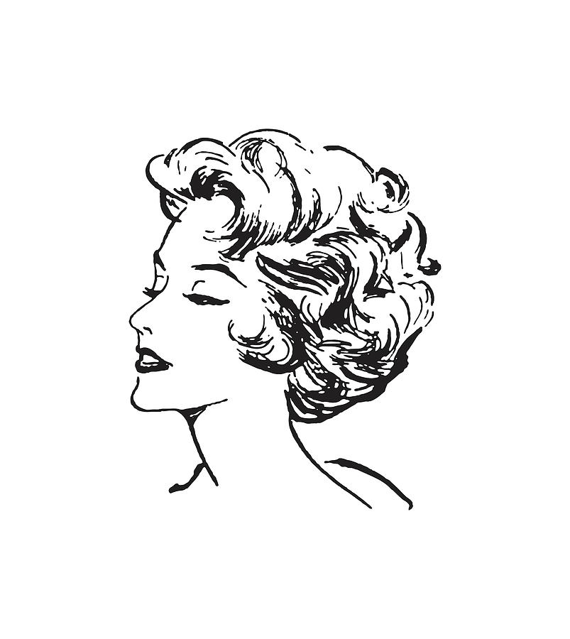 Woman with Short Curly Hair Drawing by CSA Images - Fine Art America