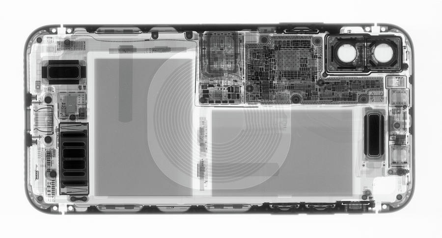 Camera Photograph - X-ray Of Iphone X Cell Phone  Camera #2 by Ted M. Kinsman