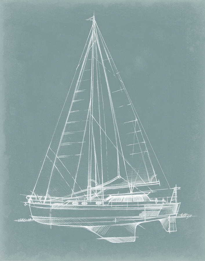 Yacht Sketches I #2 Painting by Ethan Harper