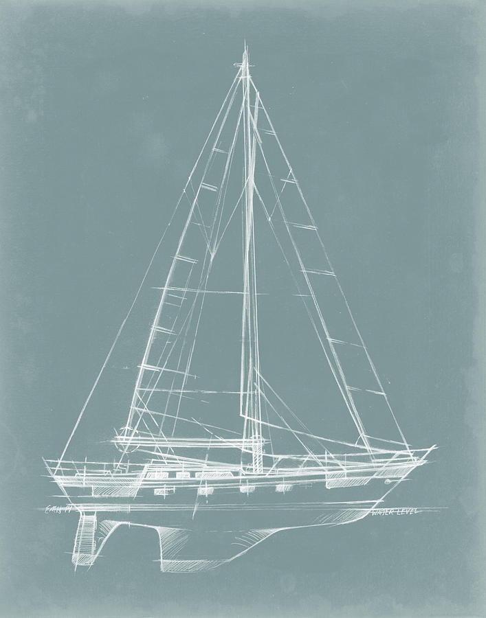 Transportation Painting - Yacht Sketches II by Ethan Harper