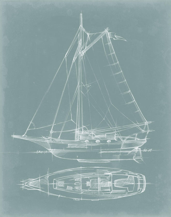 Furniture Painting - Yacht Sketches Iv #2 by Ethan Harper