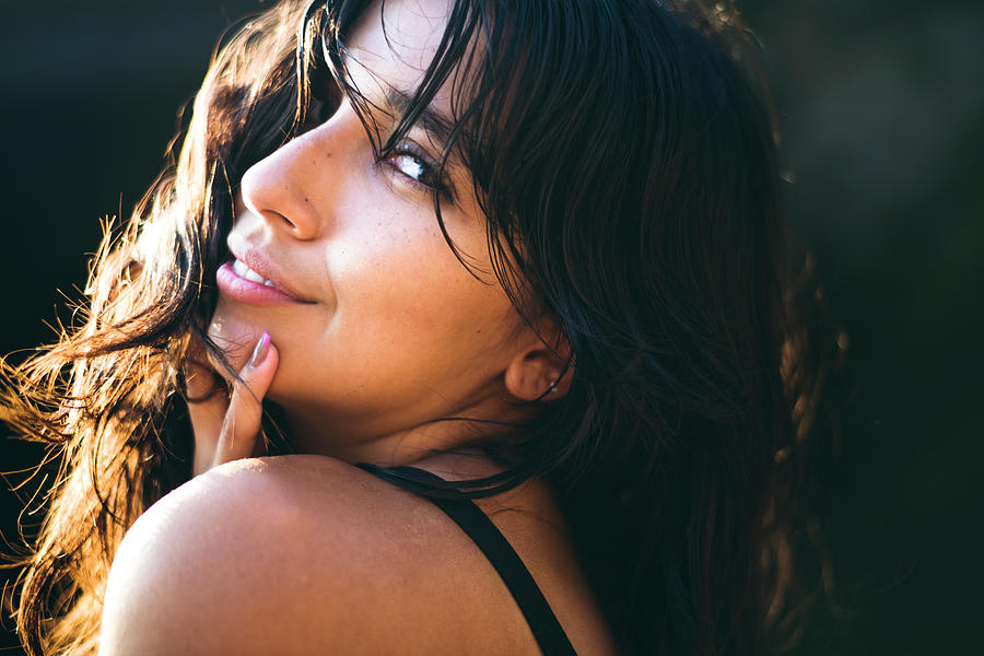 Young Latina Woman Portrait At Golden Hour In Summertime Photograph by ...