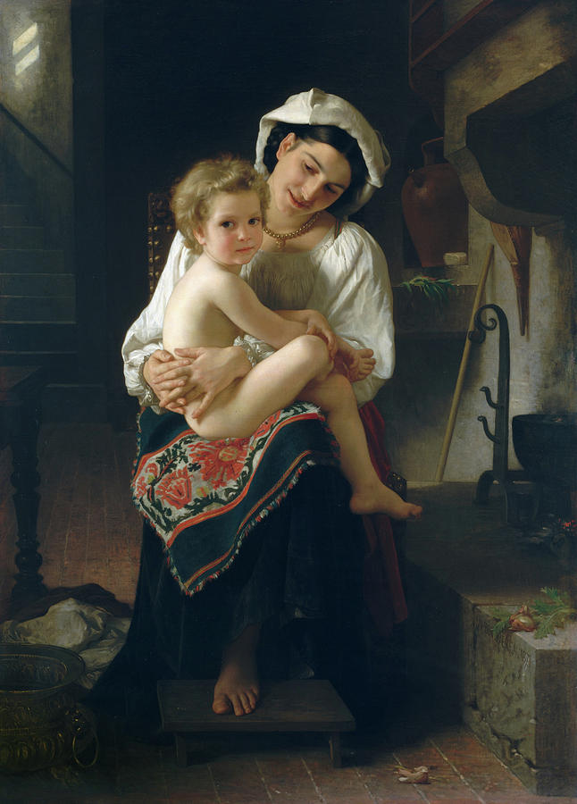 William Adolphe Bouguereau Painting - Young Mother Gazing at Her Child #2 by William-Adolphe Bouguereau
