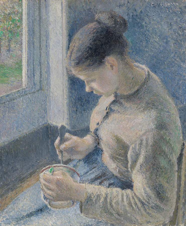 Young Peasant Having Her Coffee by Camille Pissarro Young Peasant Having Her Coffee by Camille Pissarro
