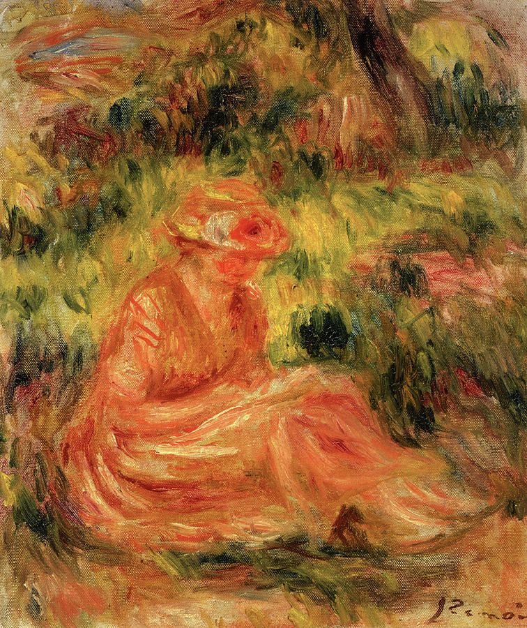 Pierre Auguste Renoir Painting - Young Woman in a Landscape #2 by Pierre-Auguste Renoir