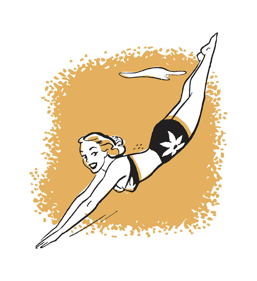 Sports Drawing - Young Woman in Bikini Diving #2 by CSA Images