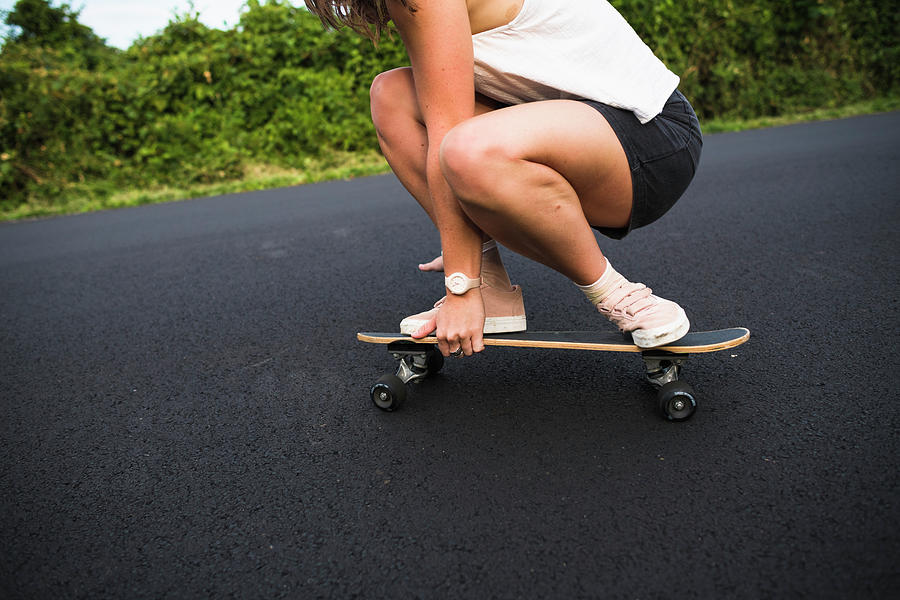 Nature Photograph - Young Woman Skateboarding In Summer #2 by Cavan Images