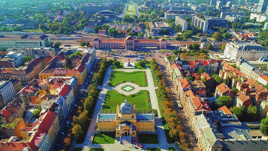 Zagreb historic city center aerial view #2 Photograph by Brch Photography