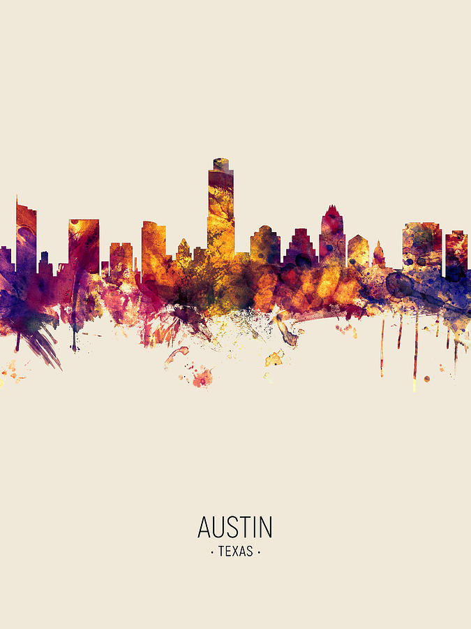 Austin Digital Art - Austin Texas Skyline #20 by Michael Tompsett