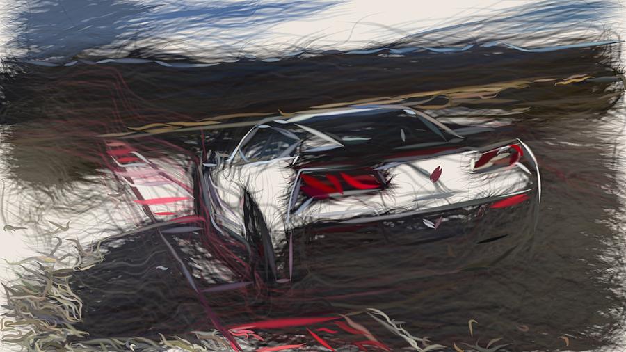 Chevrolet Corvette Z06 Drawing #21 Digital Art by CarsToon Concept