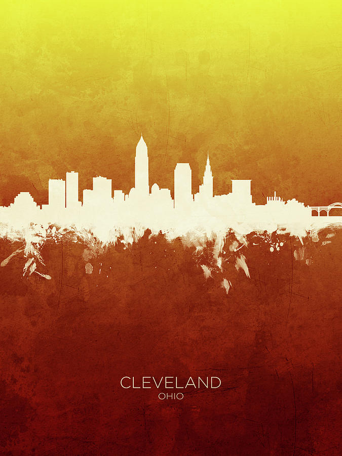 Cleveland Digital Art - Cleveland Ohio Skyline #20 by Michael Tompsett
