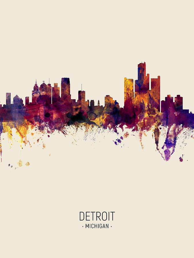 Detroit Michigan Skyline #20 Digital Art by Michael Tompsett