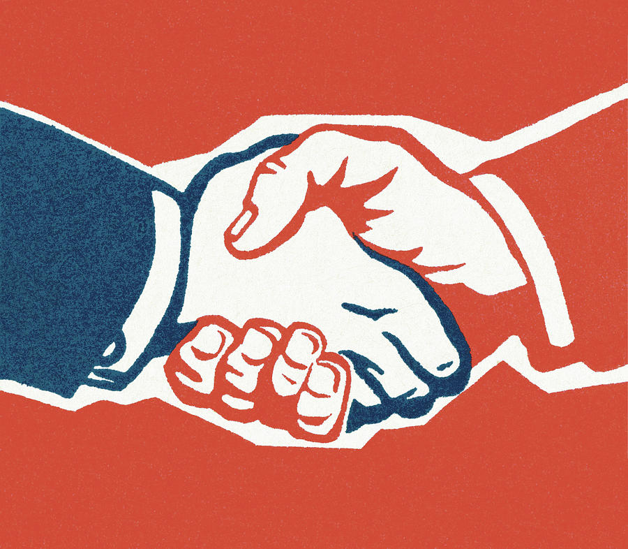 Vintage Drawing - Handshake #20 by CSA Images