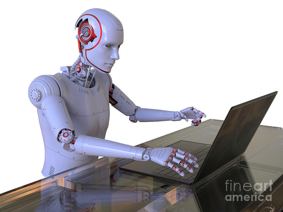Humanoid Robot Working With Laptop Photograph by Kateryna Kon/science Photo Library