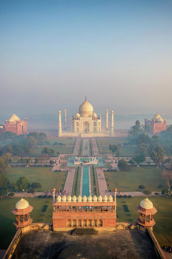 India, Uttar Pradesh, Arial view of Taj Mahal Photograph by Michele ...