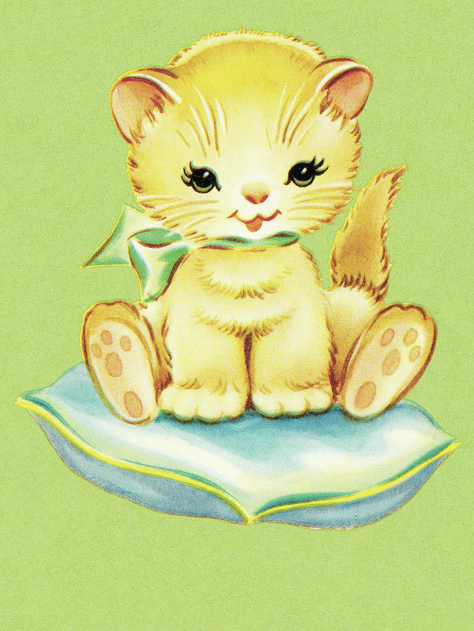 Vintage Drawing - Kitten #20 by CSA Images