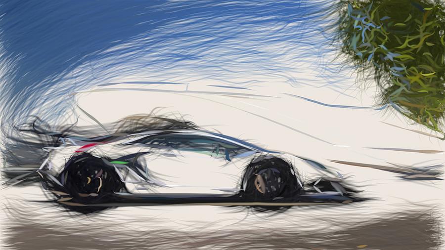 Lamborghini Aventador SVJ Drawing #21 Digital Art by CarsToon Concept