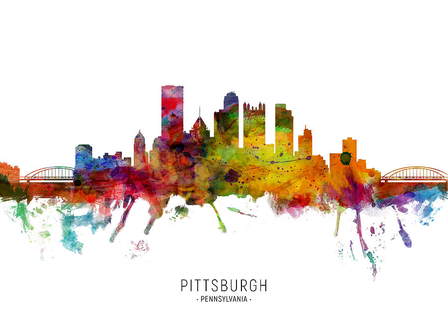 Pittsburgh Digital Art - Pittsburgh Pennsylvania Skyline #20 by Michael Tompsett