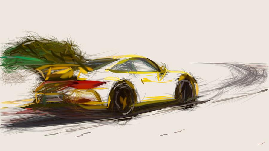 Porsche 911 GT3 Drawing #21 Digital Art by CarsToon Concept
