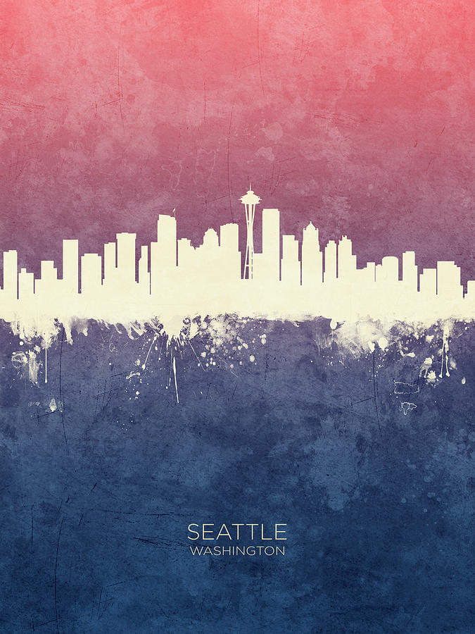 Seattle Digital Art - Seattle Washington Skyline #20 by Michael Tompsett