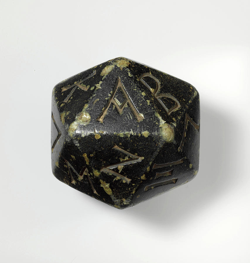 20-sided Die Icosahedron With Greek Photograph by Science Source