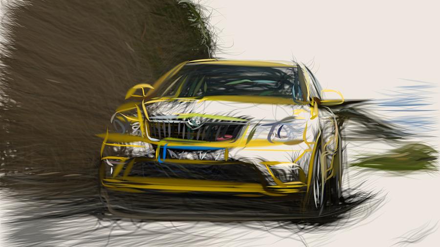 Skoda Octavia RS Draw #20 Digital Art by CarsToon Concept