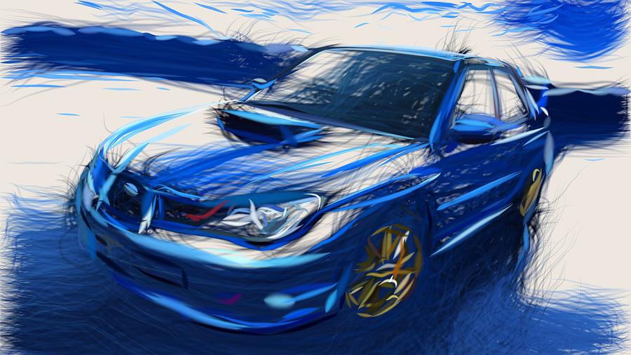 Subaru Impreza WRX STI Draw Digital Art by CarsToon Concept Fine Art
